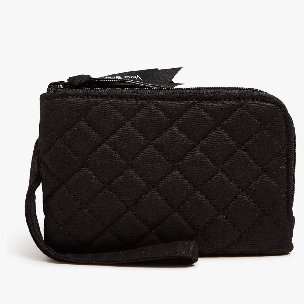 Vera Bradley Women's Cotton Double Zip ID Case Wallet RFID Protection, Black